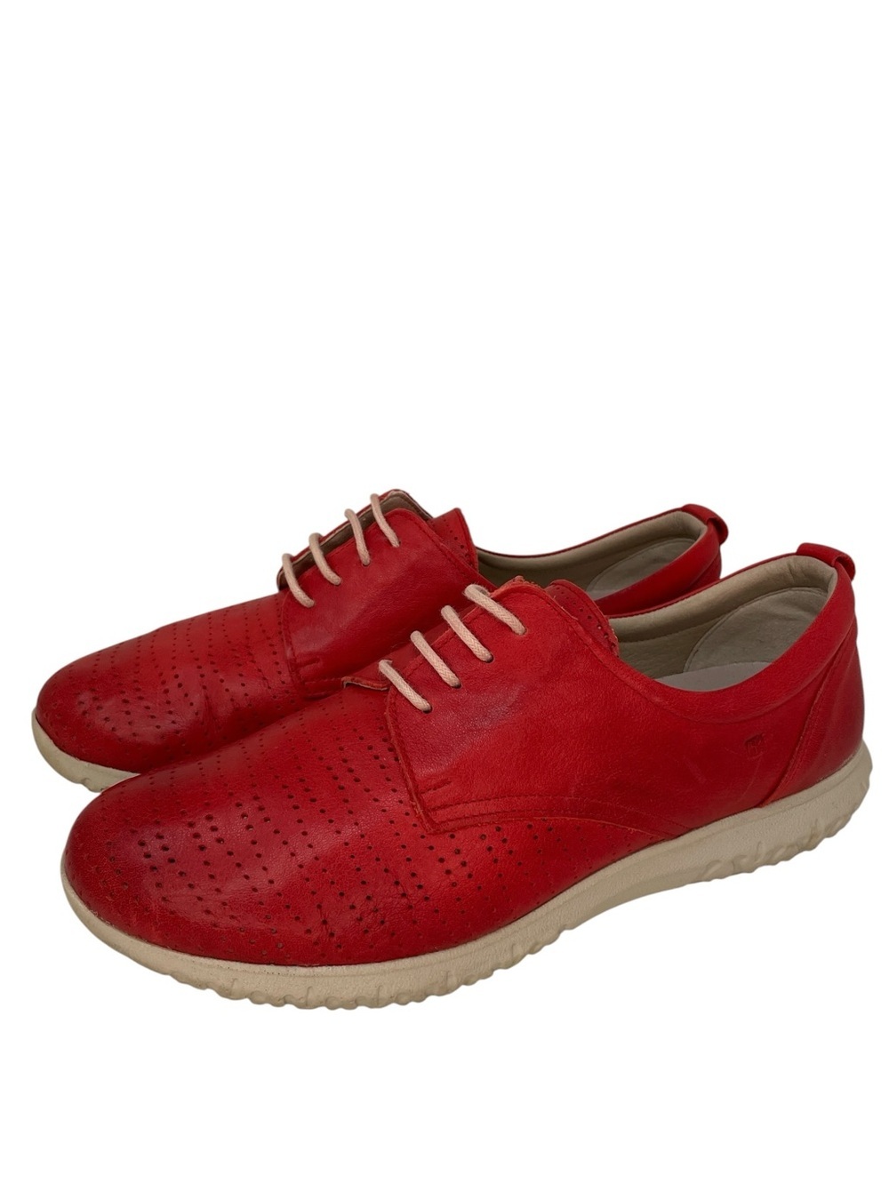 DorKing by Fluchos Oxford Flats Red Perforated Leather Sneakers Lace Up Size 38
